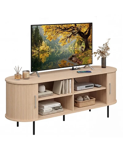 Slickblue Mid-Century Curved Tv Stand for TVs up to 60 Inches