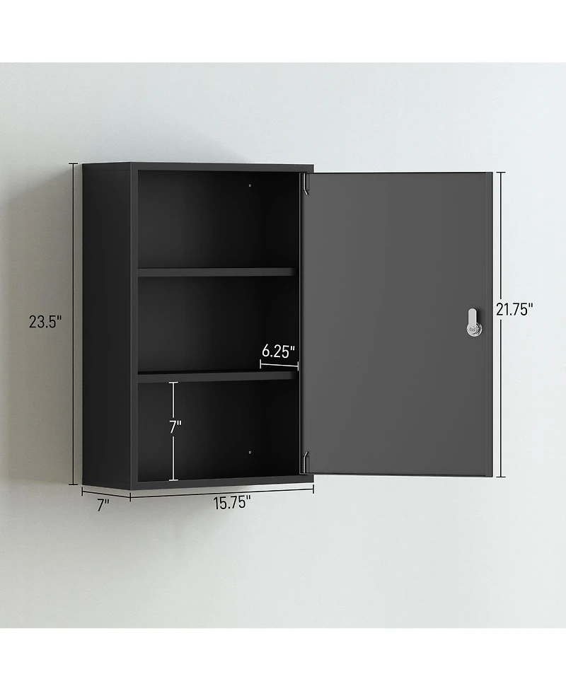 Kleankin Steel Wall Mount Medicine Cabinet 3 Tier Emergency Box for Bathroom