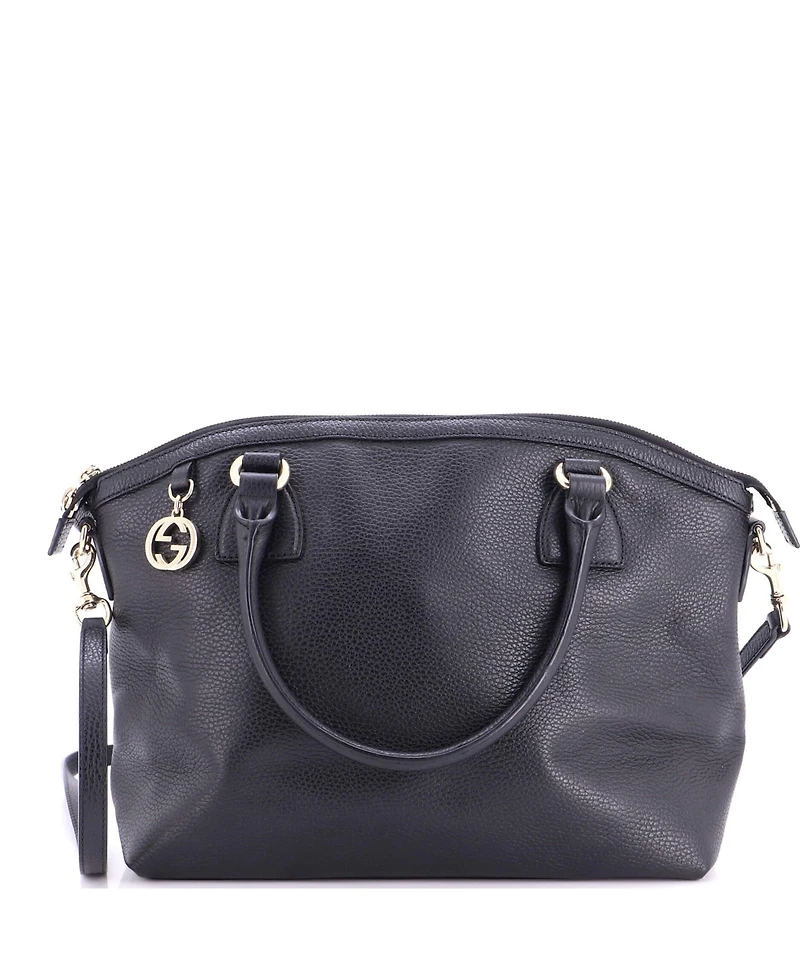 Pre-Owned Gucci Medium Gg Charm Convertible Dome Satchel Leather