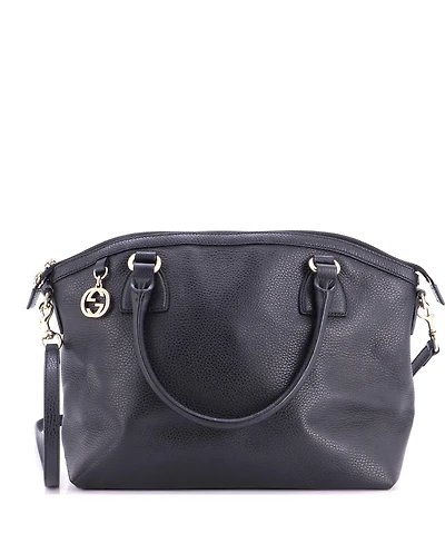 Pre-Owned Gucci Medium Gg Charm Convertible Dome Satchel Leather