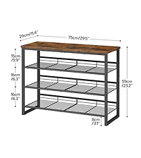 Slickblue 4-Tier Shoe Organizer Rack Adjustable for 9–12 Pairs