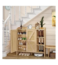 Slickblue Rattan Style 4-Tier Shoe Cabinet for Home Storage