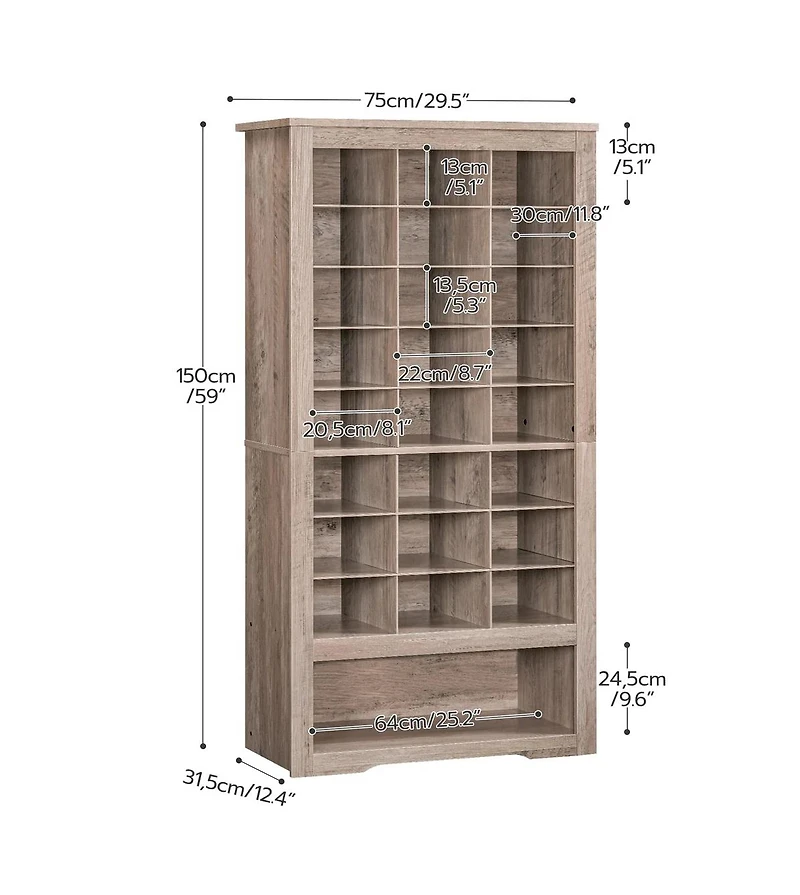 Slickblue 9-Tier Shoe Rack Cabinet with 24 Compartments and Hanging Hooks
