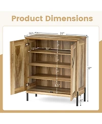 Slickblue Farmhouse Shoe Cabinet 5-Tier with Woven Rattan Doors