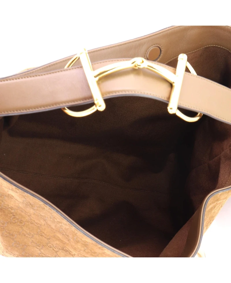 Pre-Owned Gucci Large Beatrix Horsebit Tote Bag Gg Suede