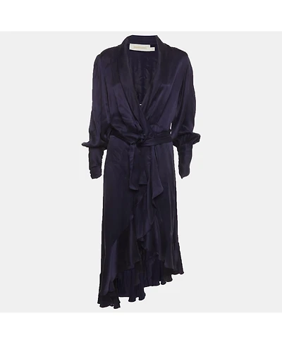 Pre-Owned Zimmermann Women's Satin Asymmetric Midi Wrap Dress