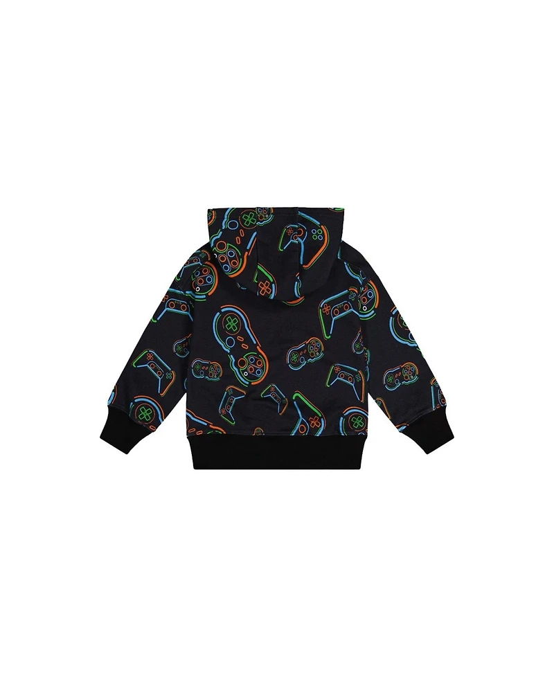 Deux par Little and Big Boy (6-12) Fleece Hooded Sweatshirt Printed Controller