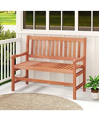 Gymax 44 Inch Outdoor Loveseat Bench 2-Seat Patio Solid Wood Garden Chair with Backrest