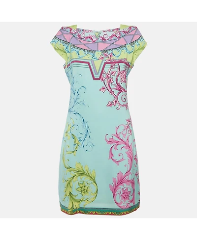 Pre-Owned Versace Women's Collection Multicolor Crepe Barocco Print Mini Dress