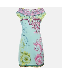 Pre-Owned Versace Women's Collection Multicolor Crepe Barocco Print Mini Dress