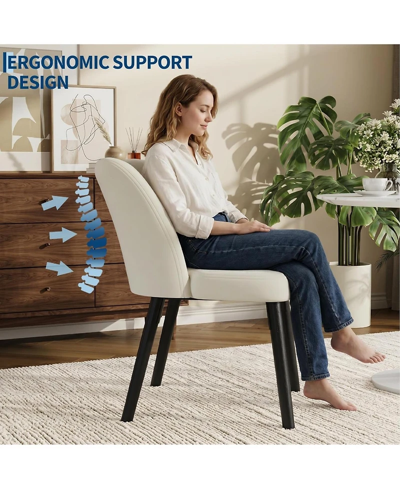 gaomon Dining Chair Set of 2, Upholstered Fabric Dining Room Chairs with Curved Backrest, Modern Kitchen Chairs for Living Room