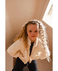 Deux par Deux Toddler Girl Faux Fur Jacquard Jacket