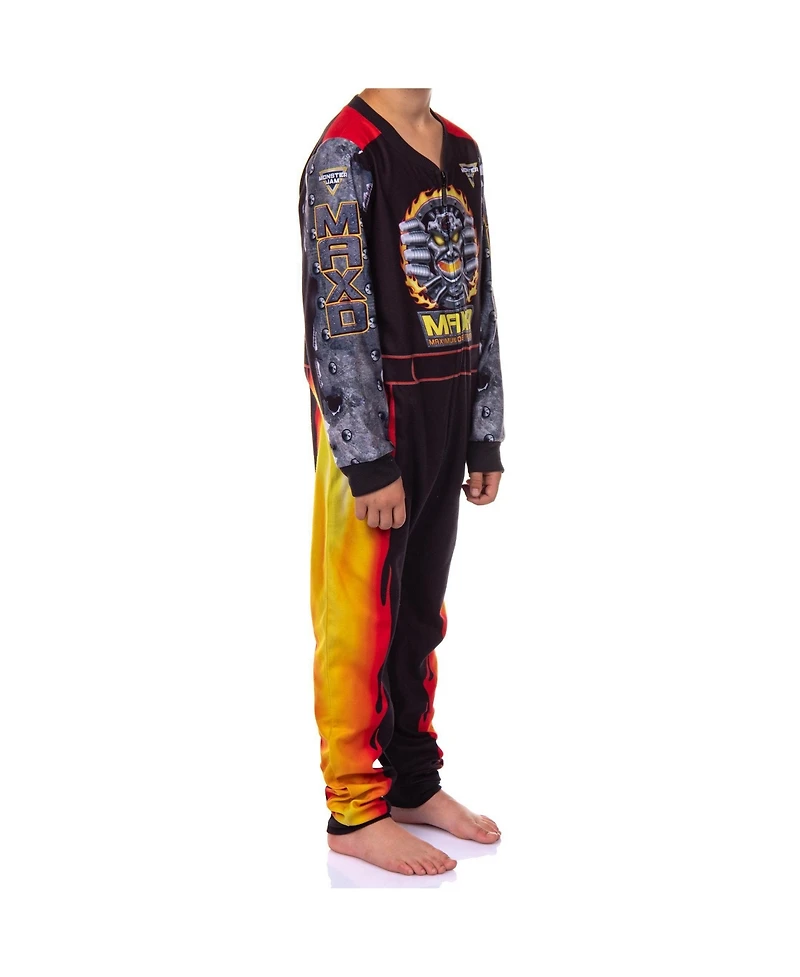 Monster Jam Big Boys (4-16) Union Suit Fleece Maximum Destruction Monster Truck One Piece Pajamas