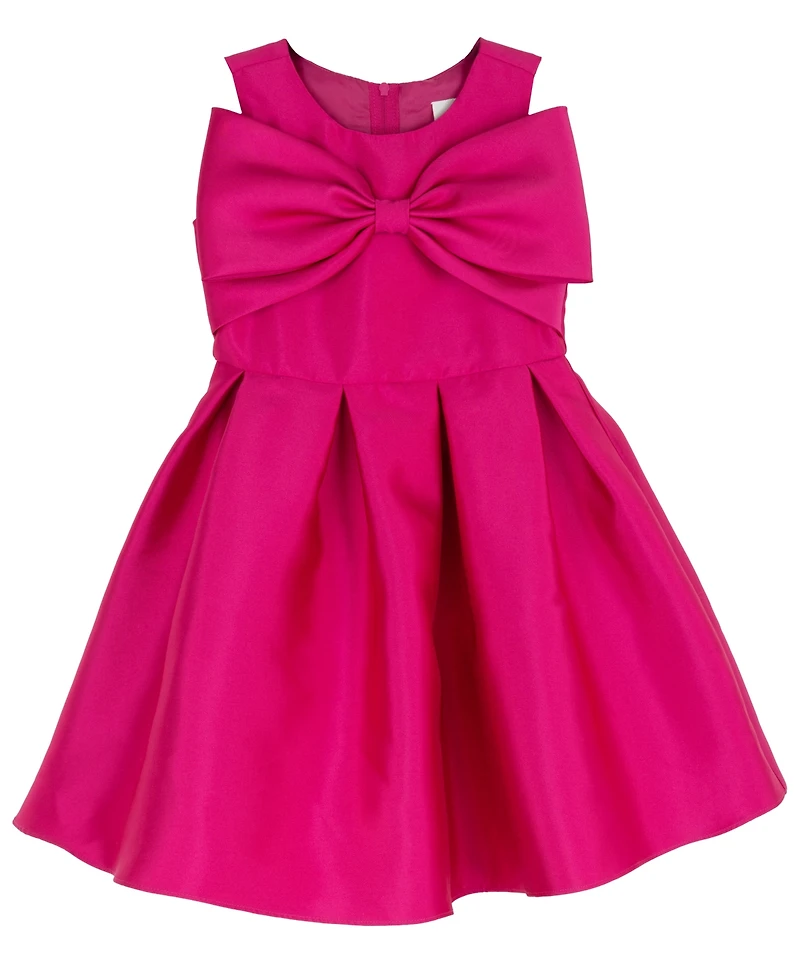 Rare Editions Girls' 2T-6X Mikado Bow Bodice Pleated Dress