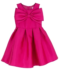 Rare Editions Girls' 2T-6X Mikado Bow Bodice Pleated Dress