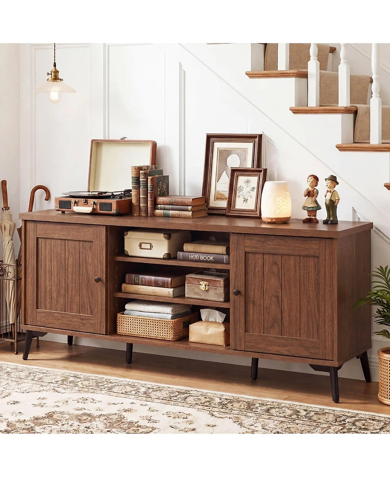 Costway 2-Door Tv Stand for TVs up to 65" with 2 Storage Cabinets and 4 Adjustable Shelves