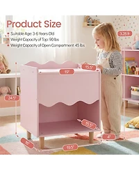 Costway Kids Nightstand, Toddler Scalloped Side Table with Wide Top and Open Compartment