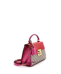 Pre-Owned Gucci Small Padlock Top Handle Bag Gg Coated Canvas and Leather