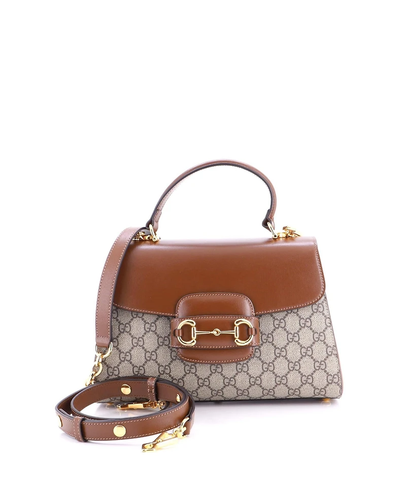 Pre-Owned Gucci Medium Horsebit 1955 Top Handle Flap Bag Gg Coated Canvas and Leather