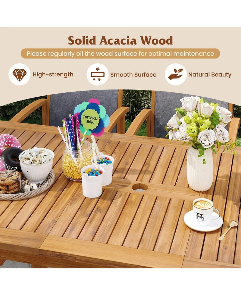 Sugift 9-Piece Expandable Outdoor Dining Set for Deck and Garden