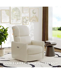 homfan Faux Leather Power Swivel Glider Recliner, High Back with Lumbar Support, Adjustable Footrest and Usb Port for Living Room and Nursery