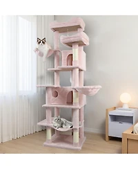 Streamdale Furniture 68Inch Multi-Level Cat Tree with Hammocks Cave and Scratching Posts