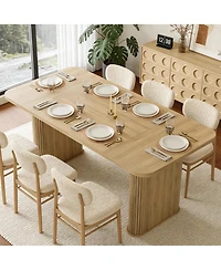 homfan Dining Table for 6-8 People, 62" Modern Table with Large Tabletop and Heavy Duty Pedestal Legs, Rectangular Table for Kitchen, Conference Room