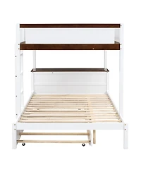 Streamdale Furniture Bunk Bed with Twin size Trundle Storage and Desk