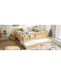 Streamdale Furniture Loft Bed with Bookshelves Staircase Safety Rails and Trundle