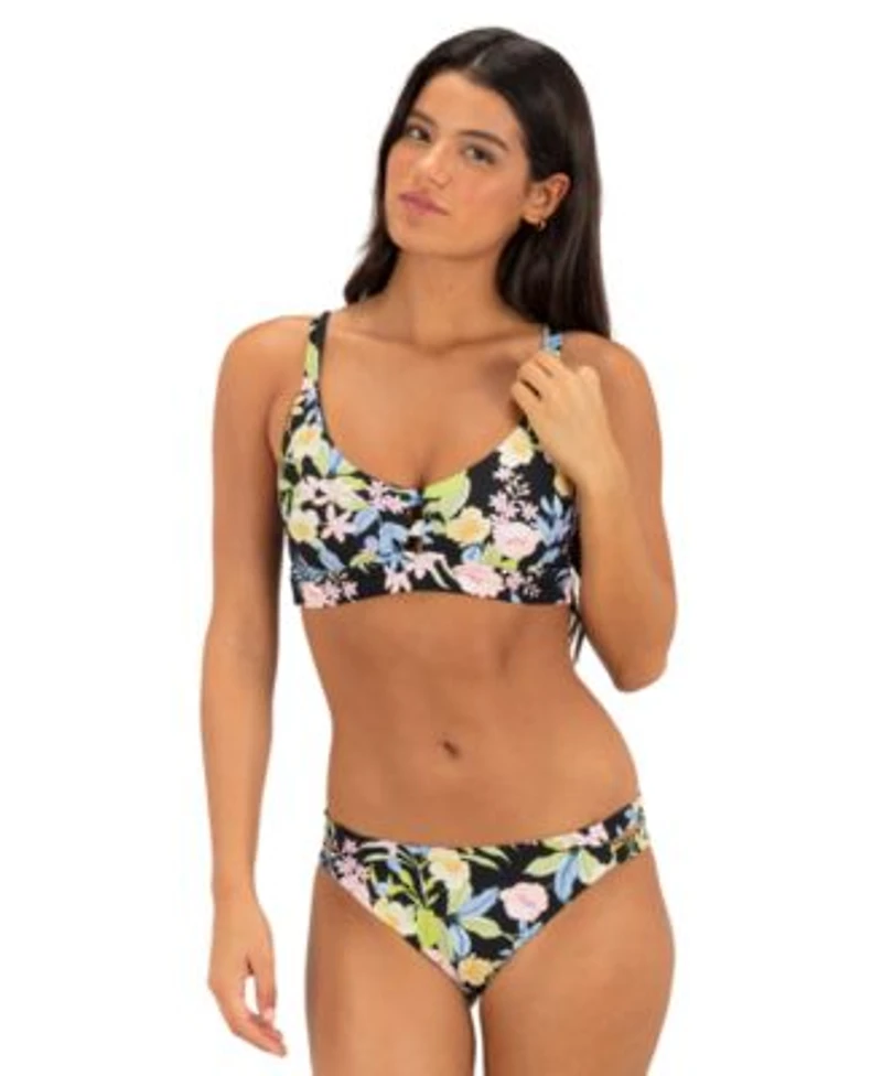 Hurley Womens Over The Shoulder Straps Bikini Top Brief Moderate Coverage Swim Bottom