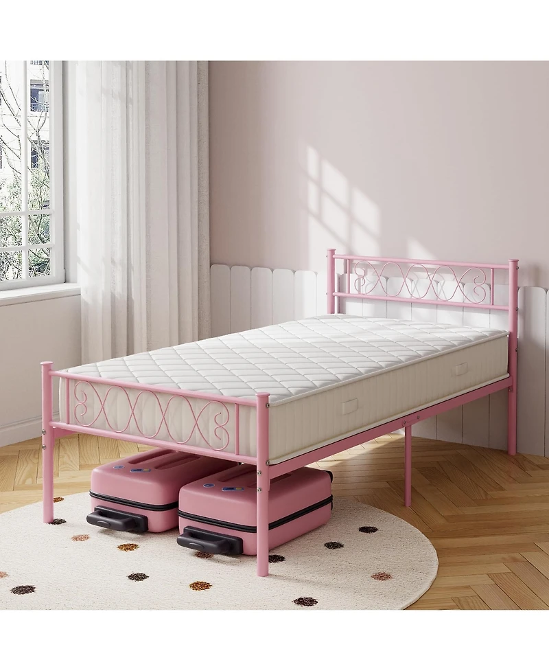 homfan Metal Bed Frame, Heavy Duty Platform Bed with Headboard and Under Bed Storage for Bedroom, No Box Spring Needed
