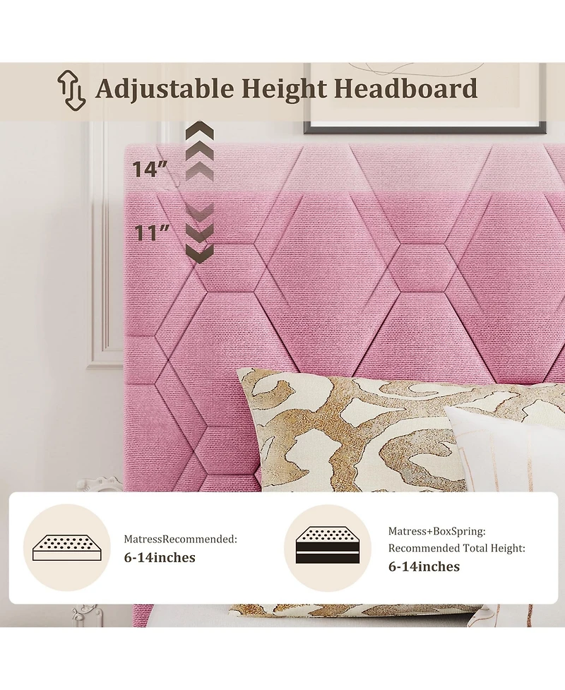 homfan California King Bed Frame, Platform Bed with Adjustable Headboard and No Box Spring Needed for Bedroom