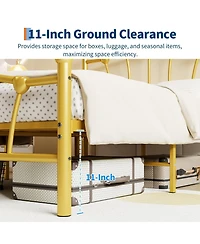 homfan Twin Xl Heart Shaped Bed Frame, Metal Platform Bed with Headboard and Underbed Storage for Bedroom, No Box Spring Needed