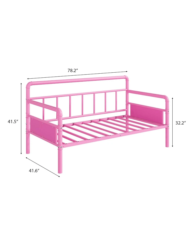 homfan Twin Daybed, Metal Heavy Duty Sofa Bed with Classic Headboard and Steel Slats for Bedroom, Noise-Free