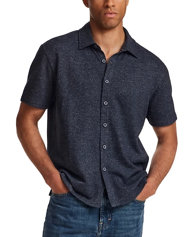 Weatherproof Vintage Mens' Speckled Coatfront Knit Short-Sleeve Shirt
