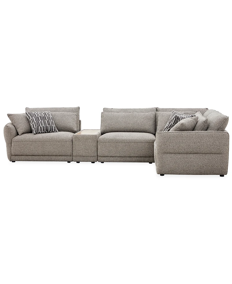 Evandro 5-Piece L-Shaped Sectional Set (Laf Chair, Raf Armless Corner & Console), Macy's Exclusive