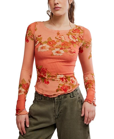 Free People Women's Lilly Printed Long-Sleeve Top