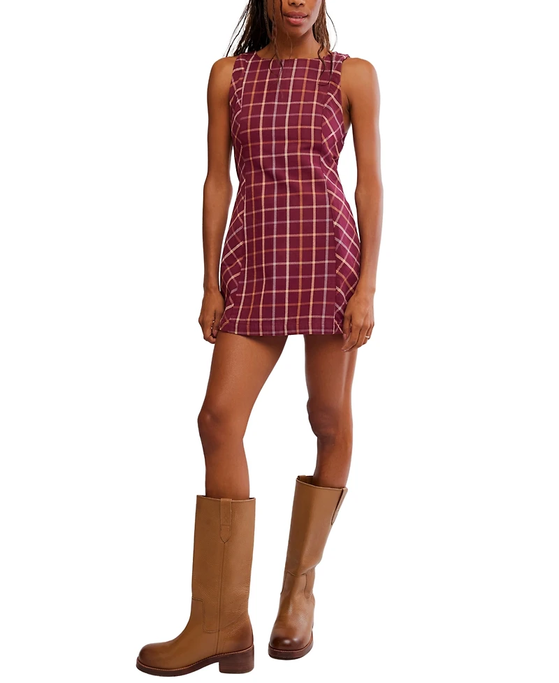 Free People Women's Atlas Plaid Crewneck Mini Dress