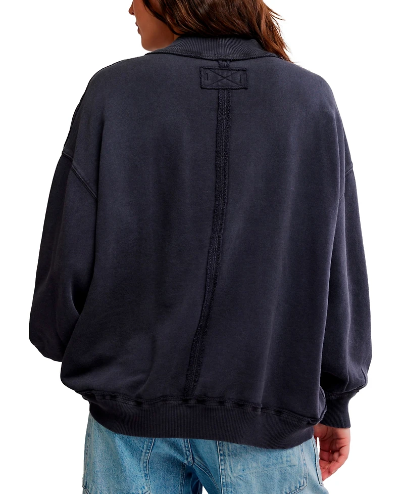 Free People Juniors' Cotton Slouchy Mock-Neck Sweatshirt