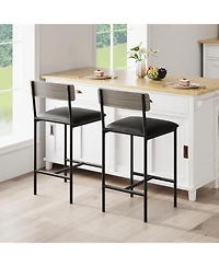 homfan Set of 2 Bar Stools Tall Kitchen Breakfast Nook Dining Stools with Padded Cushion, Space-Saving Furniture for Small Spaces and Apartment