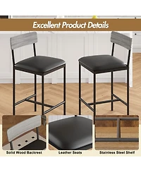 homfan Set of 2 Bar Stools Tall Kitchen Breakfast Nook Dining Stools with Padded Cushion, Space-Saving Furniture for Small Spaces and Apartment