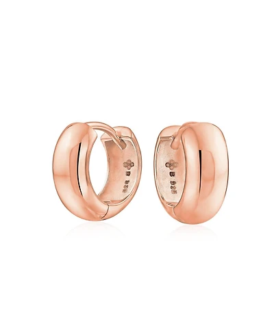 Bling Jewelry Timeless .925 Sterling Silver Kpop Mini Hoop Huggie Earrings Dome Hinge Style Gold Plated