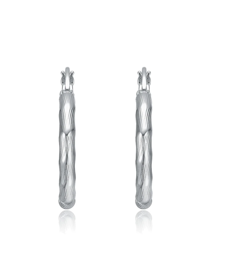 Twisted Hoop Earrings in White Gold Plated or 14K Gold Plated