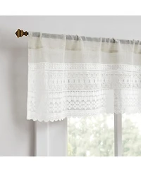 No. 918 Camille Macrame Lace Trim Sheer Rod Pocket Kitchen Curtain Valance