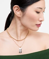 I.n.c. International Concepts Pave Dog Tag Layered Pendant Necklace, 16" + 2" extender, Macy's Exclusive