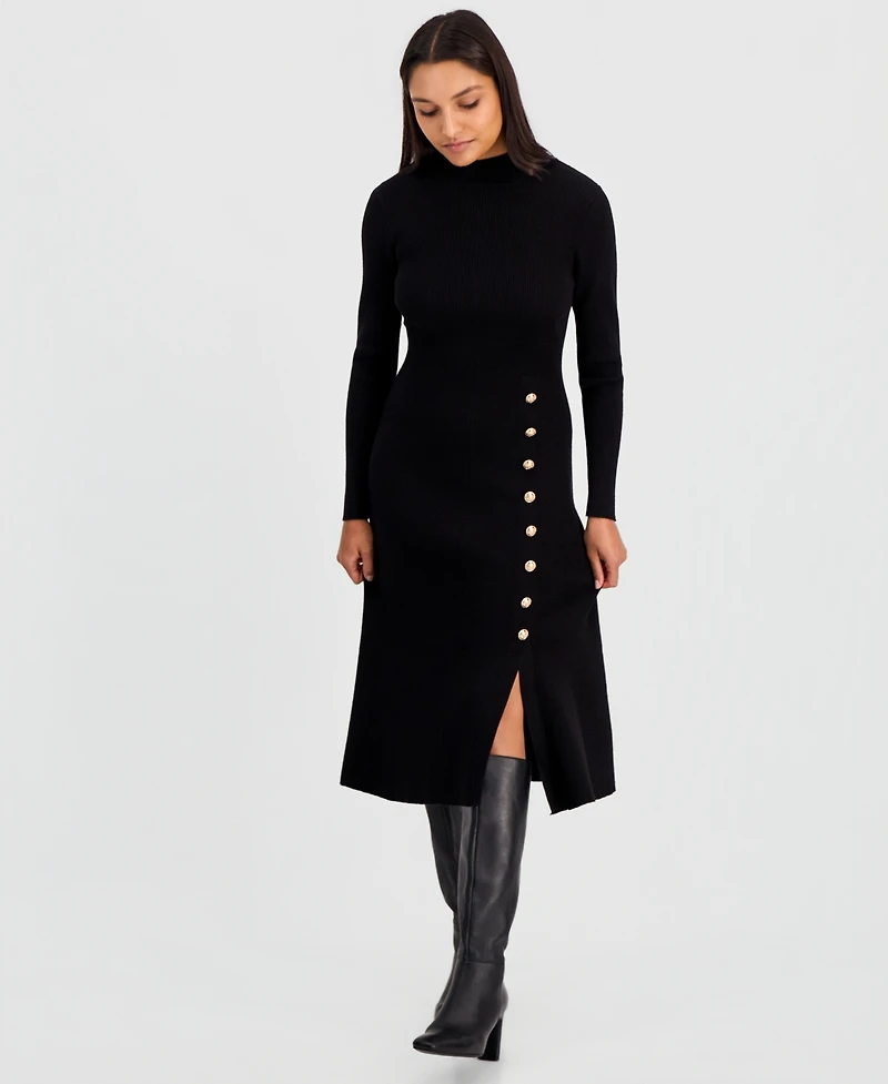 Elie Tahari Women's Adhara Mock Neck Midi Sweater Dress