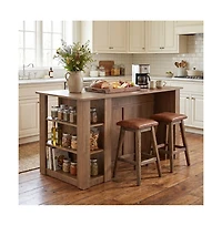 Tribesigns 70.8-Inch Kitchen Island with Storage, 3-Tier Farmhouse Island Table for Kitchen Dining Room
