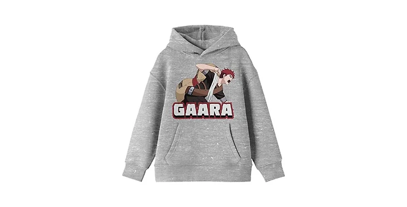 Naruto Boys Classic Gaara Character Action Pose Youth Athletic Heather Hoodie-Large