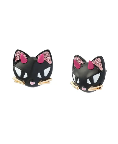 Betsey Johnson Faux-Stone Halloween Devil Cat Stud Earrings