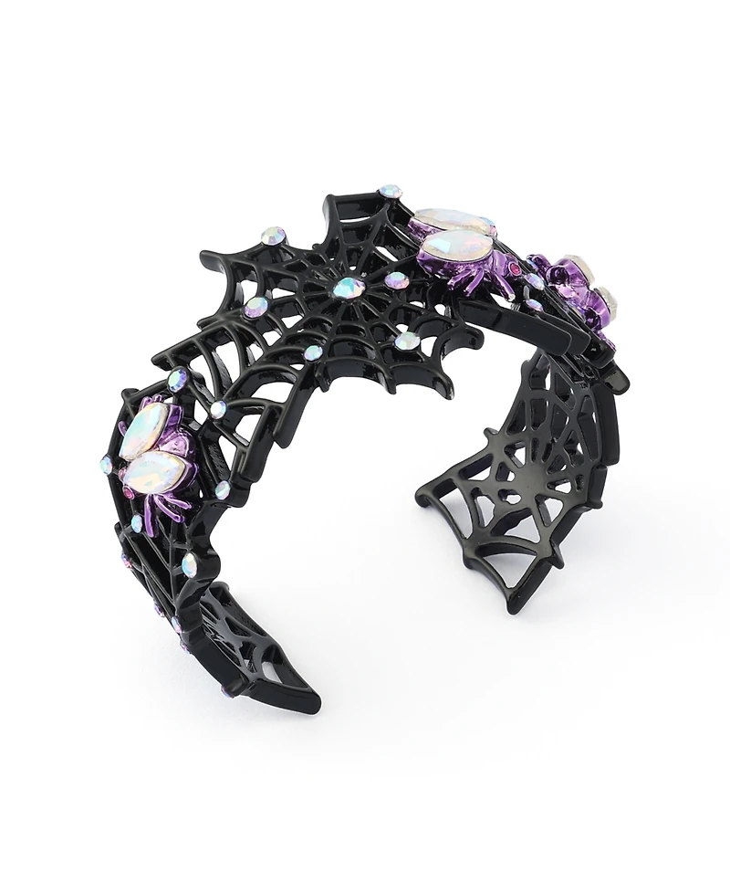 Betsey Johnson Faux-Stone Halloween Spiderweb Cuff Bracelet